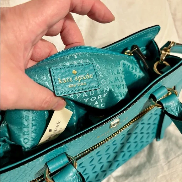 Kate Spade Turquoise Satchel Perri Lane Romy NWOT - Picture 3 of 5